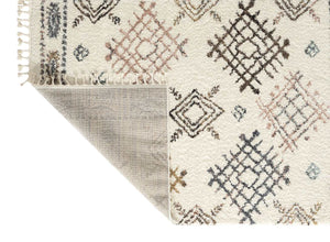 Tapis berbère en laine crème motifs losanges Bruge interiors