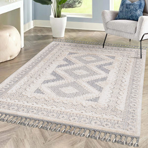 Tapis à motif géométrique gris - LUNA Luna