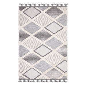 Tapis gris à motif quadrillé losange - LUNA Luna