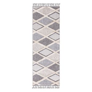 Tapis gris à motif quadrillé losange - LUNA Luna