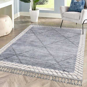 Tapis gris à motif quadrille discret - LUNA Luna