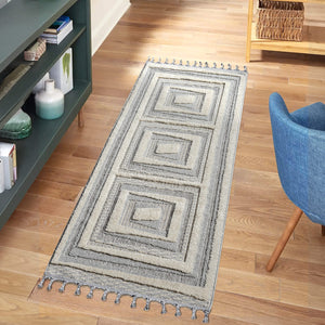 Tapis gris et crème à motif géométrique - LUNA Luna