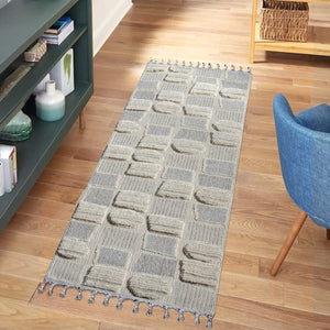 Tapis gris à motif quadrillé échiquier - LUNA Luna