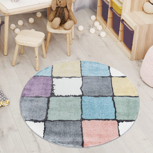 Tapis multicolore à motif quadrillé échiquier - CALYS Calys