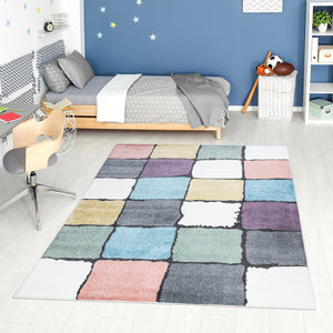 Tapis multicolore à motif quadrillé échiquier - CALYS Calys