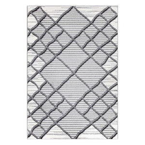 Tapis gris à motif géométrique quadrillé - CALYS Calys