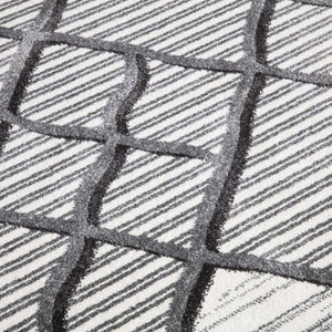 Tapis gris à motif géométrique quadrillé - CALYS Calys