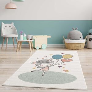 Tapis enfant d'une petite danseuse aux ballons Ruby