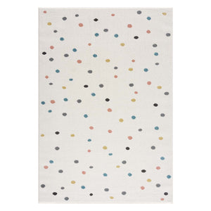 Tapis enfant blanc crème avec des confettis colorés Ruby