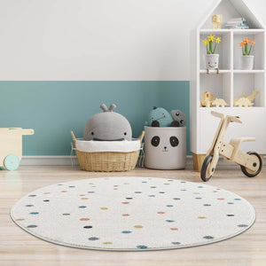 Tapis enfant blanc crème avec des confettis colorés Ruby