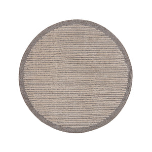 Tapis marron à franges tréssées style scandinave bleu avec motif lignes blanches Nora