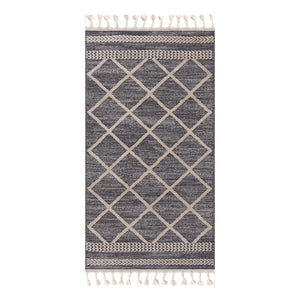 Tapis scandinave gris motif losanges Nora