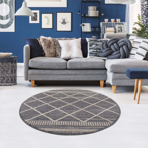 Tapis scandinave gris motif losanges Nora