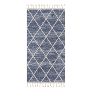 Tapis scandinave bleu motif losanges Nora