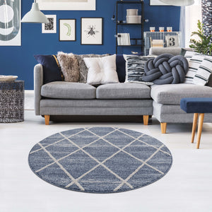 Tapis scandinave bleu motif losanges Nora