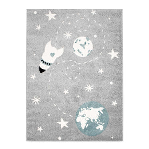 Tapis enfant gris au motif d'univers - HUGGY Huggy