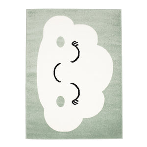 Tapis enfant vert avec un motif de nuage souriant Huggy