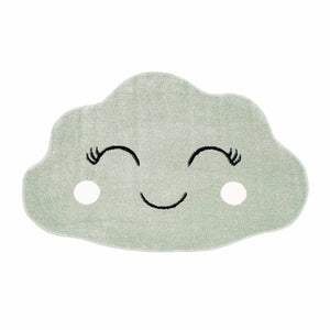 Tapis enfant vert avec un motif de nuage souriant Huggy