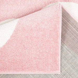 Tapis enfant rose avec un motif de nuage souriant - HUGGY Huggy