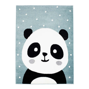 Tapis enfant bleu avec un panda mignon Huggy