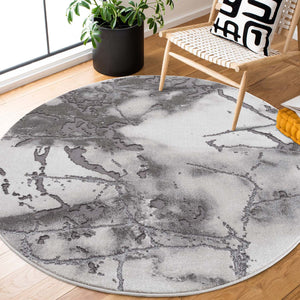 Tapis effet marbré gris et blanc Pria