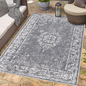 Tapis reversible gris au style vintage oriental -LARA Lara