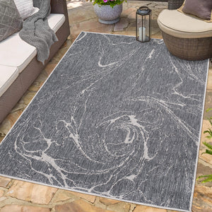 Tapis reversible anthracite effet marbré -LARA Lara