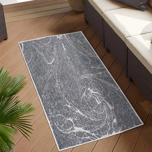 Tapis reversible anthracite effet marbré -LARA Lara