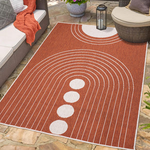 Tapis reversible motif géométrique terracotta - LARA Lara