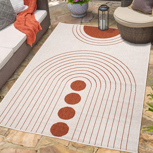 Tapis reversible motif géométrique terracotta - LARA Lara