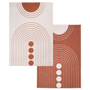 Tapis reversible motif géométrique terracotta - LARA Lara