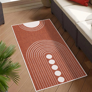 Tapis reversible motif géométrique terracotta - LARA Lara