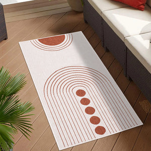 Tapis reversible motif géométrique terracotta - LARA Lara