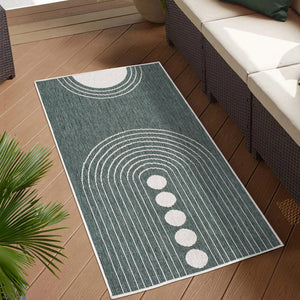 Tapis reversible motif géométrique vert - LARA Lara