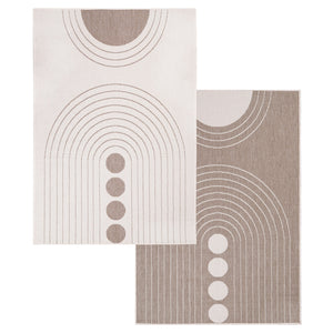 Tapis reversible motif géométrique beige - LARA Lara