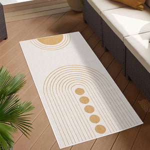 Tapis reversible motif géométrique jaune - LARA Lara