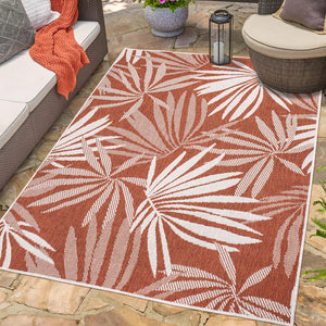 Tapis motif végétal terracotta - LARA Lara