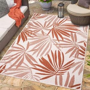 Tapis motif végétal terracotta - LARA Lara