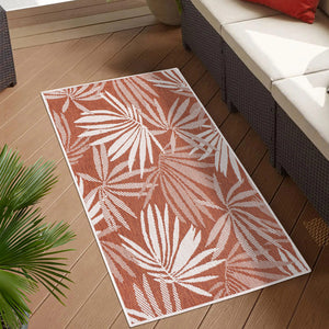 Tapis motif végétal terracotta - LARA Lara