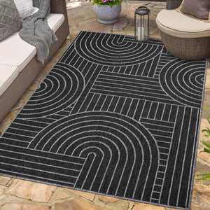 Tapis motif géométrique noir- LARA Lara