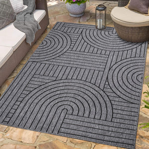 Tapis motif géométrique noir- LARA Lara