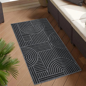 Tapis motif géométrique noir- LARA Lara