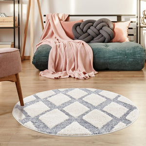 Tapis gris crème à motif géométrique - MADI Madi