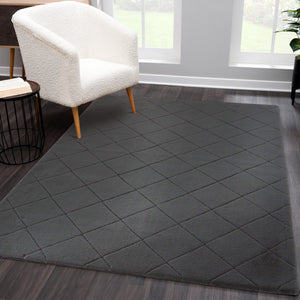 Tapis anthracite uni poils longs tout doux  - GIA Gia