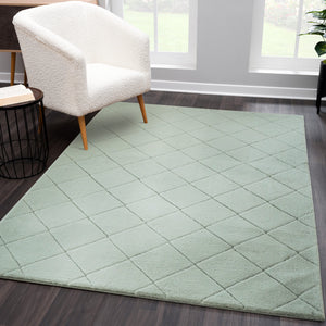 Tapis vert uni poils longs tout doux  - GIA Gia