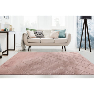 Tapis rose uni poils longs tout doux  - GIA Gia