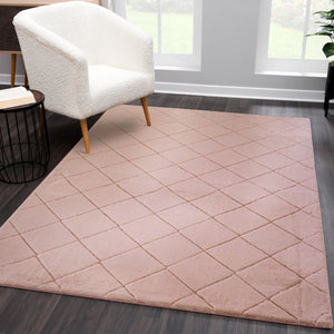 Tapis rose uni poils longs tout doux  - GIA Gia