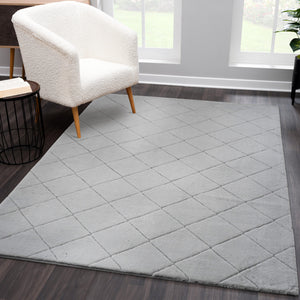 Tapis gris uni poils longs tout doux  - GIA Gia