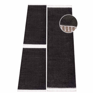 Tapis anthracite uni à franges - BELISE Belise