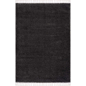 Tapis anthracite uni à franges - BELISE Belise